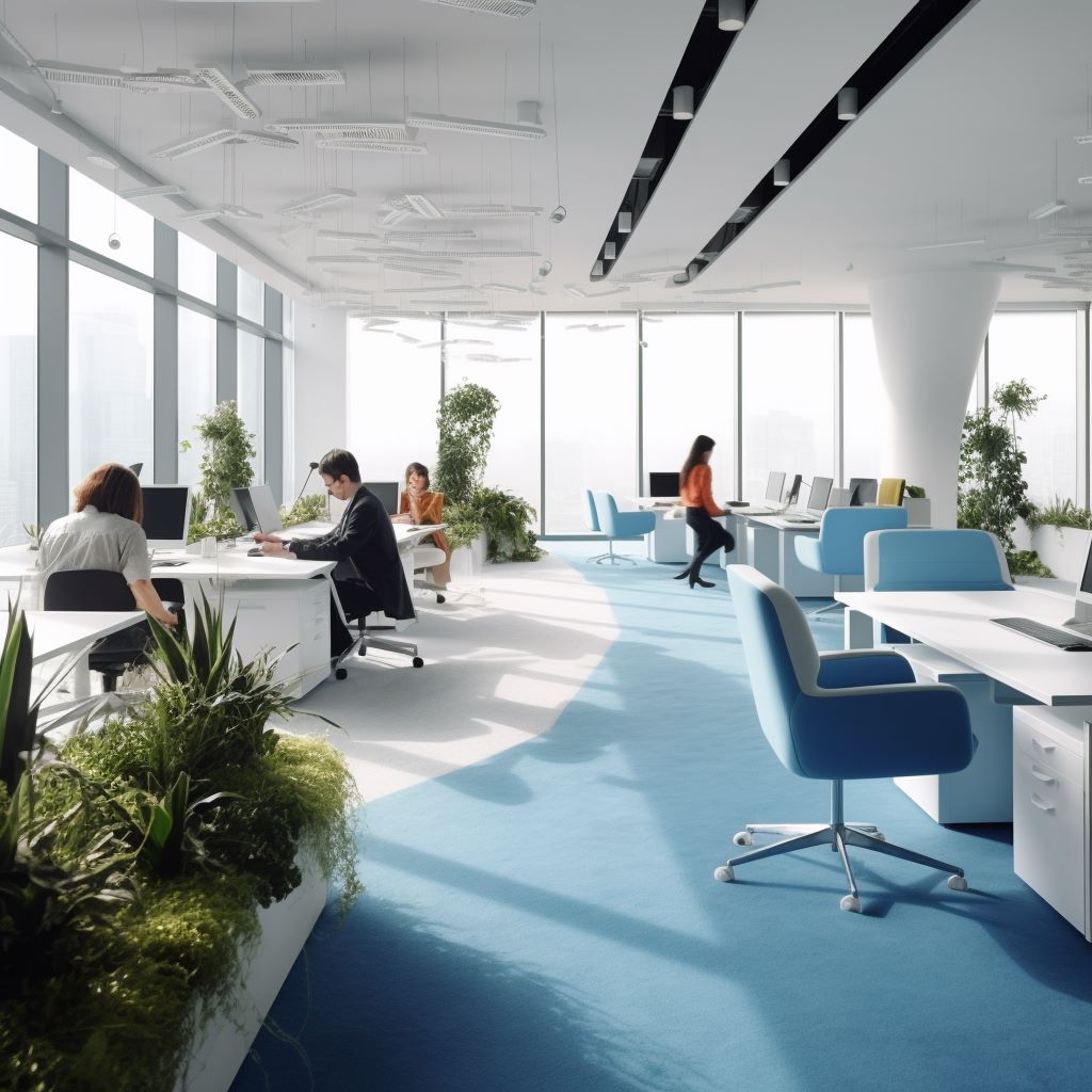 Office employees working in a well-designed space using MySeat's office space occupancy analytics tools